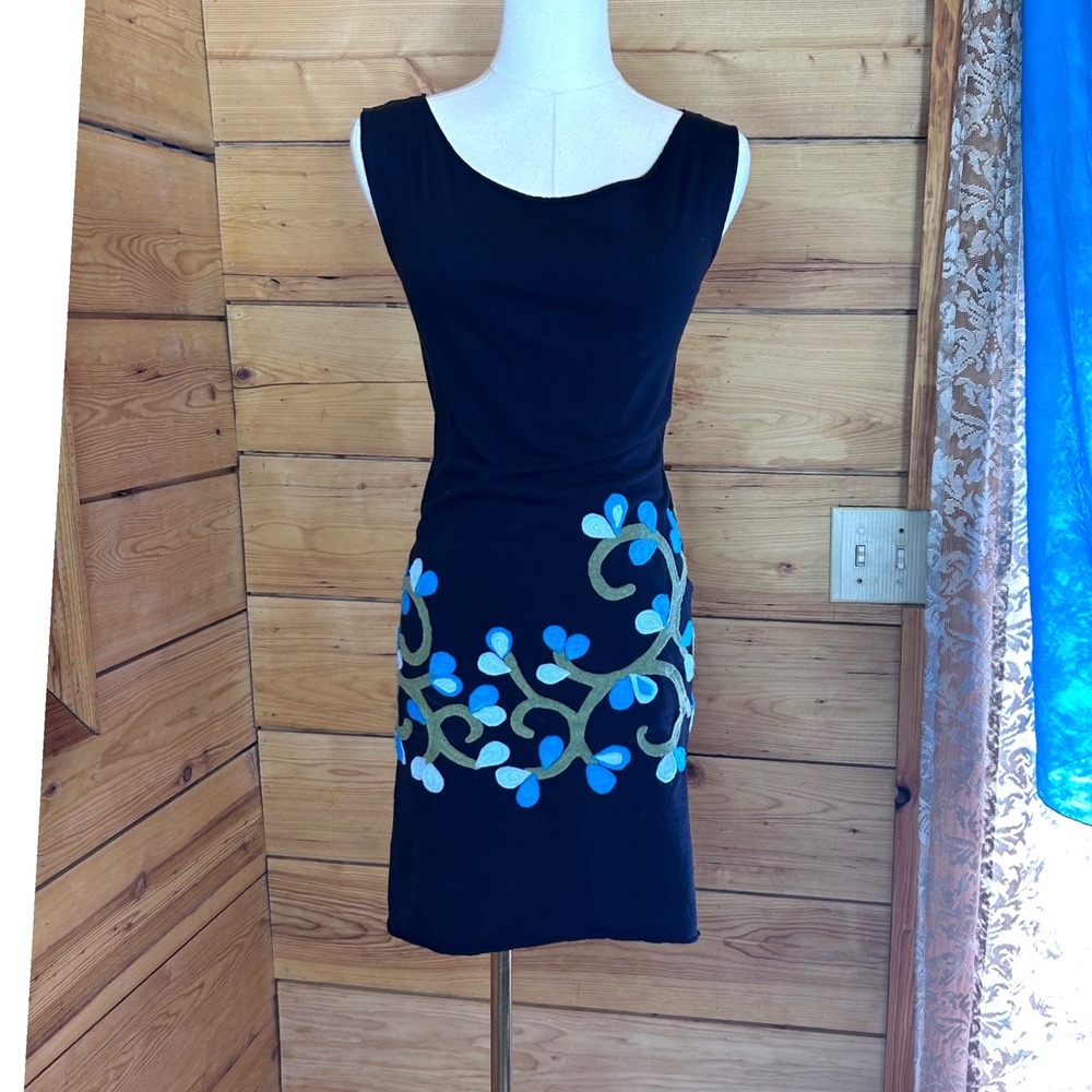 Vintage Tank Dress Womens Medium Black Graphic Stencil American Apparel